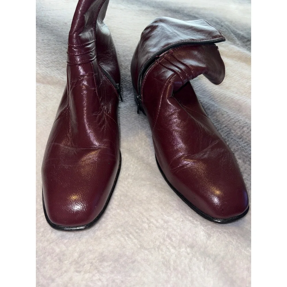 Innovation Mens Burgundy Leather‎ Side Zip Ankle Boots Square Toe MX 30 US 11